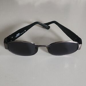 Versace Men's Sunglasses with Silver Frame and Black Lenses